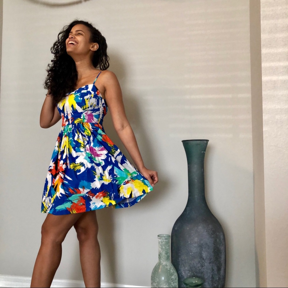 Multi color fit and flare dress